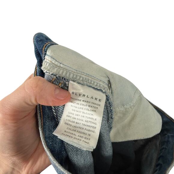SlvrLake Tyler Distressed Straight Leg Jeans Old Ways Wash Mid Rise Womens 23 - Picture 9 of 11
